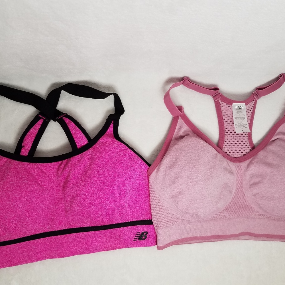 Sports Bra Pink Padded Strap Razor Back New Balance 2